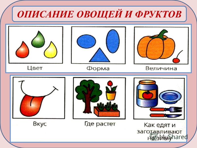 Таблица описания предметов. Схема описания овощей. Схема описания предмета для дошкольников. Схема описания предмета в средней группе. Схема для описания овощей и фруктов.
